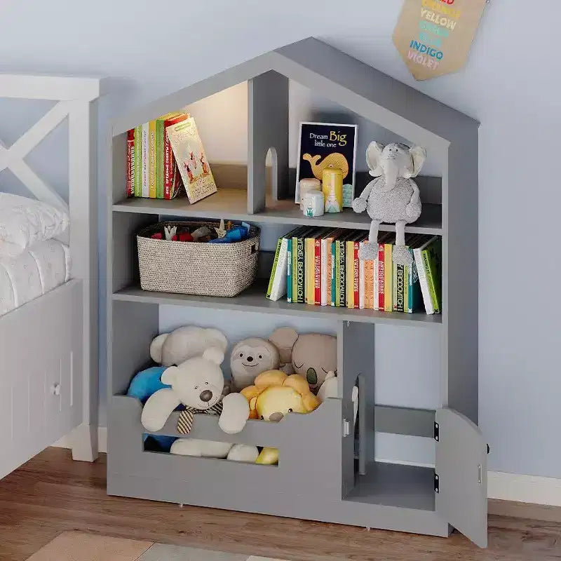 Libreria per bambini a 3 ripiani con luce a sensore di movimento