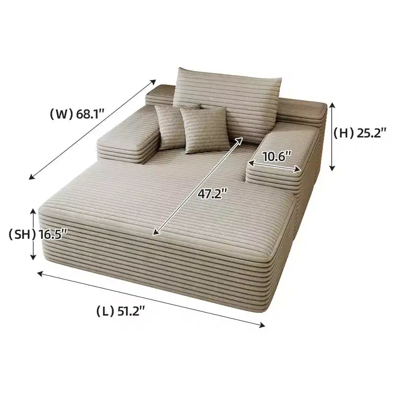 Chaise longue oversize – Peluche effetto pelliccia, 173 x 130 cm