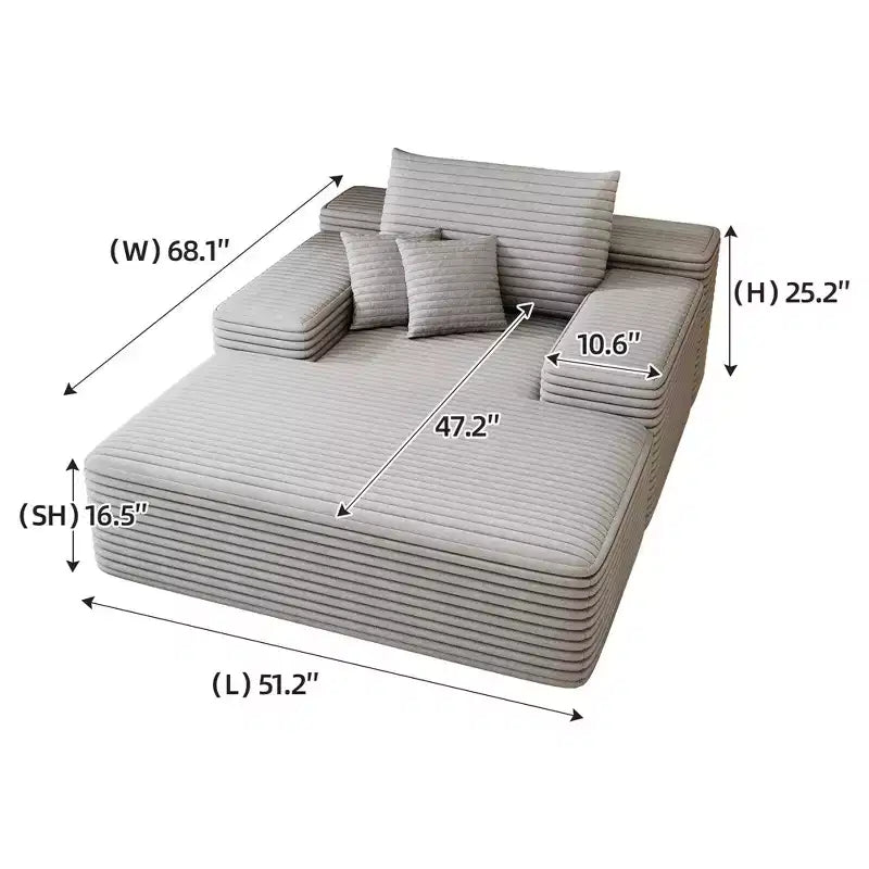 Chaise longue oversize – Peluche effetto pelliccia, 173 x 130 cm