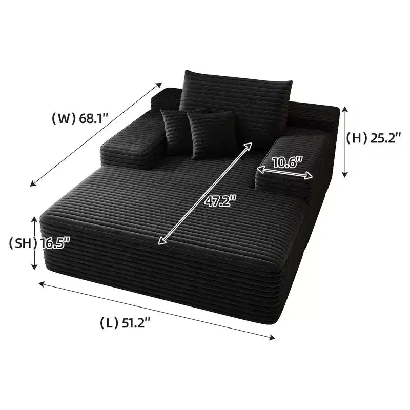 Chaise longue oversize – Peluche effetto pelliccia, 173 x 130 cm
