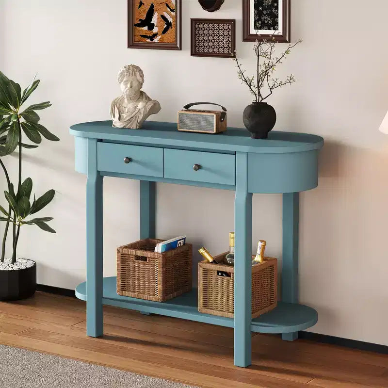 Consolle retrò con design curvo – Verde turchese
