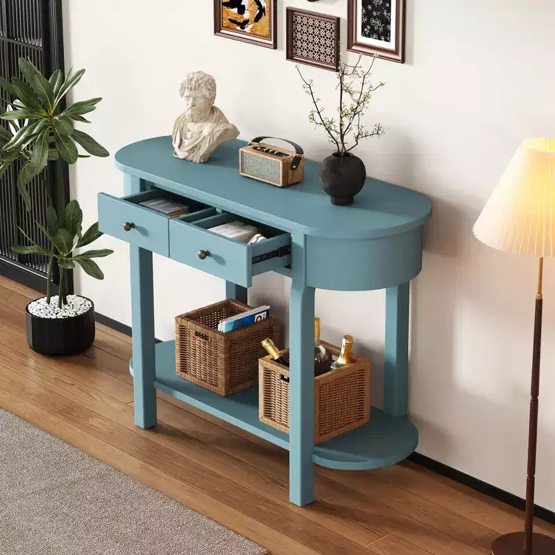 Consolle retrò con design curvo – Verde turchese