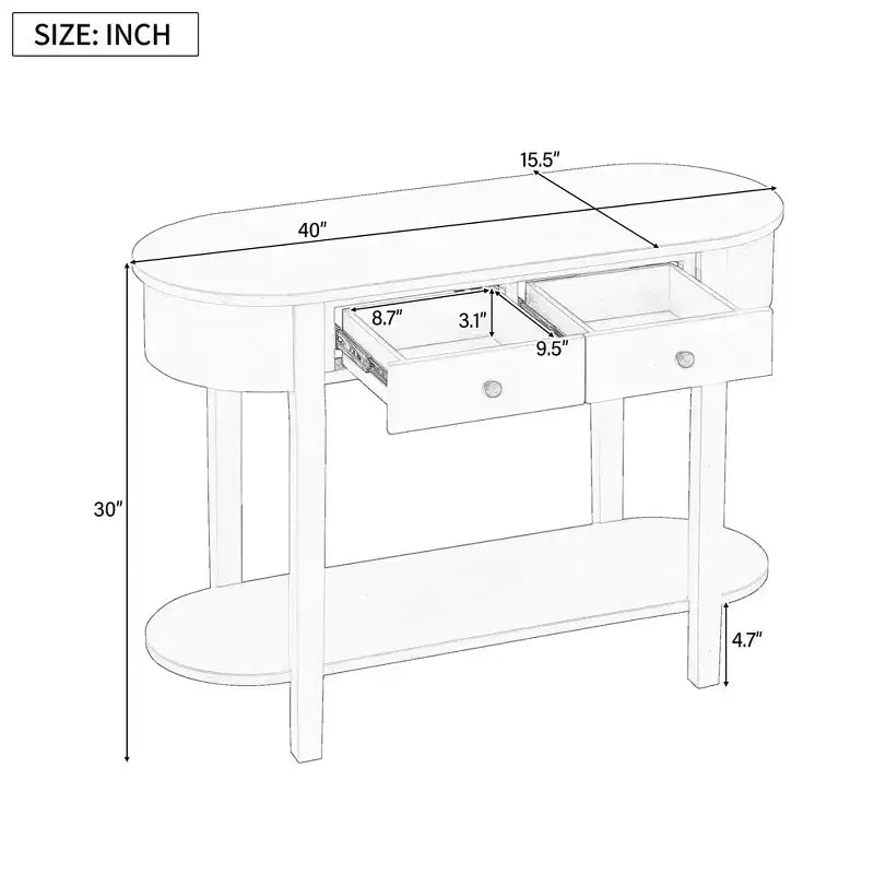 Consolle retrò con design curvo – Verde turchese