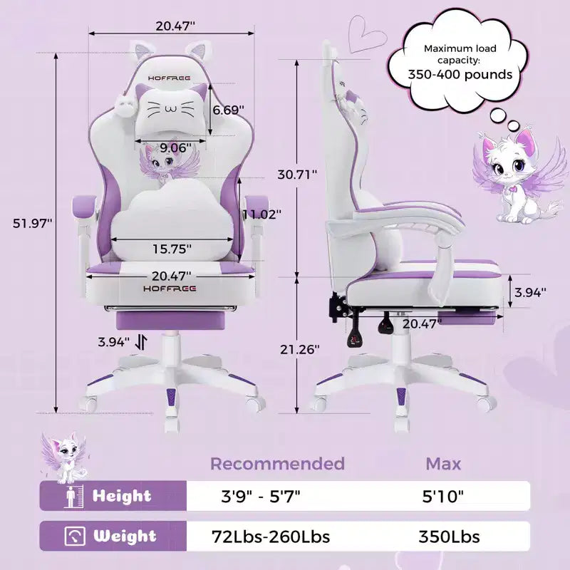 Sedia da gaming ergonomica con poggiapiedi e supporto lombare massaggiante
