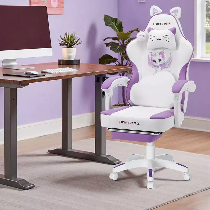 Sedia da gaming ergonomica con poggiapiedi e supporto lombare massaggiante