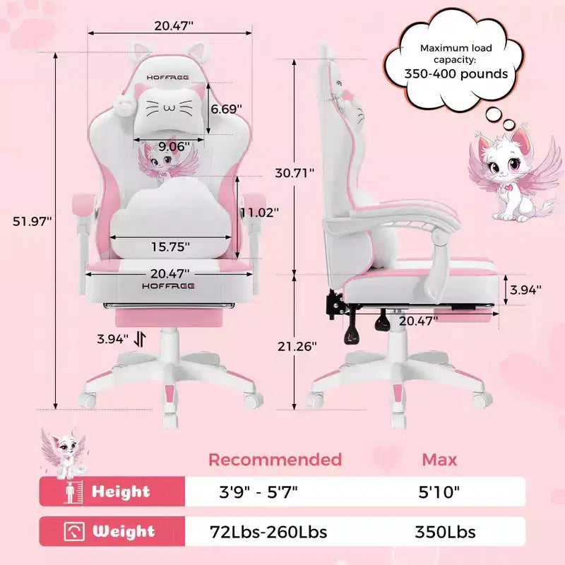 Sedia da gaming ergonomica con poggiapiedi e supporto lombare massaggiante