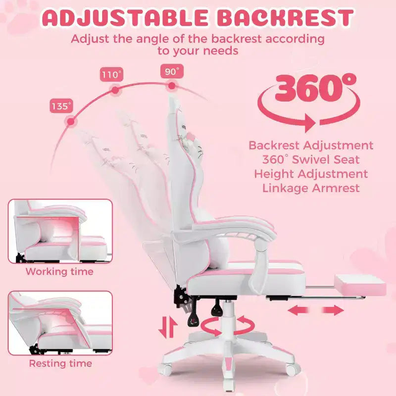 Sedia da gaming ergonomica con poggiapiedi e supporto lombare massaggiante