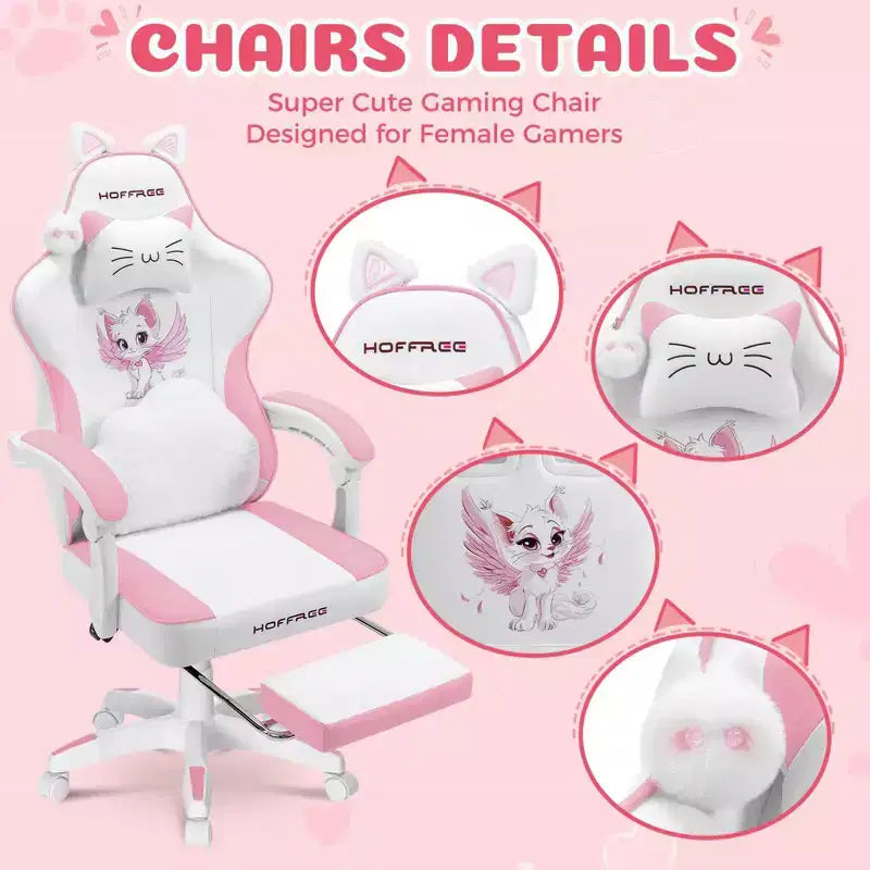 Sedia da gaming ergonomica con poggiapiedi e supporto lombare massaggiante