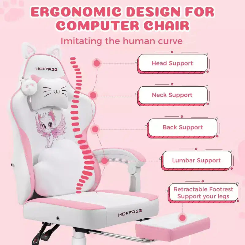 Sedia da gaming ergonomica con poggiapiedi e supporto lombare massaggiante