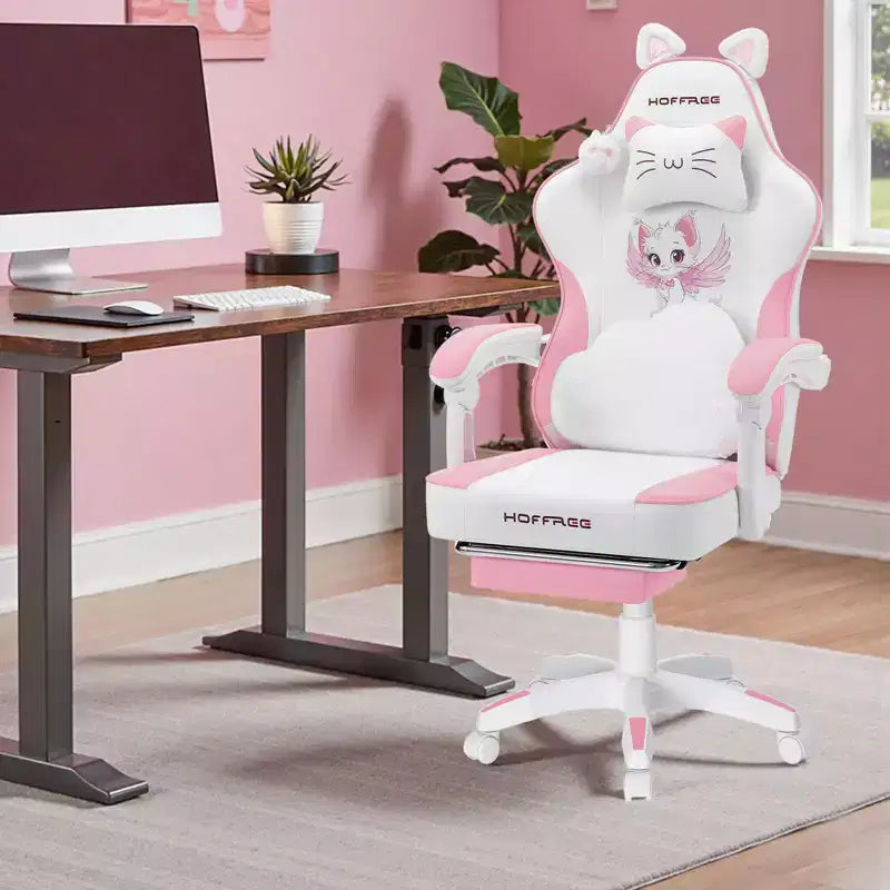 Sedia da gaming ergonomica con poggiapiedi e supporto lombare massaggiante