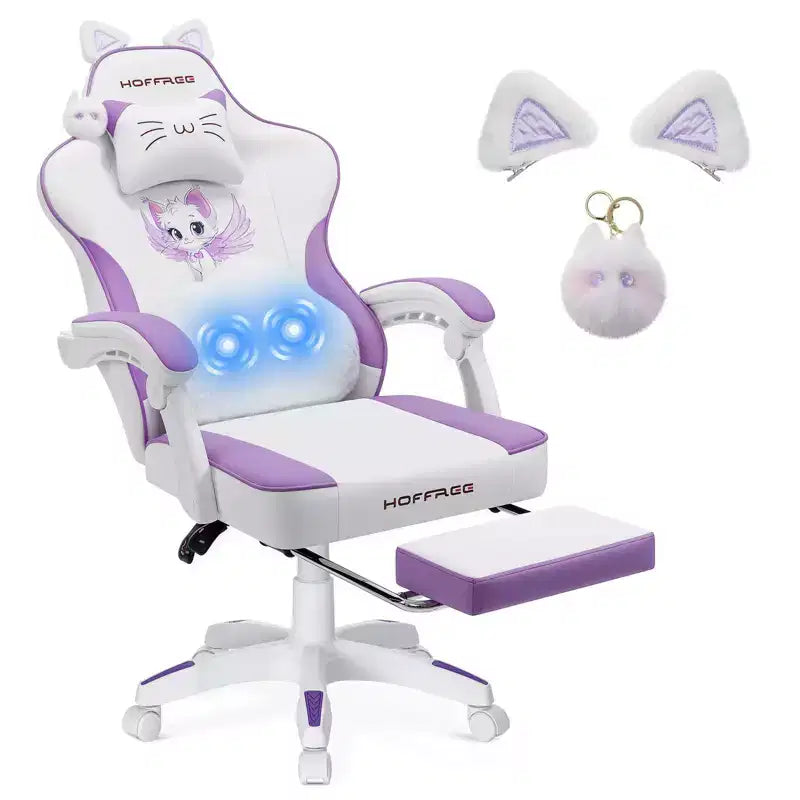 Sedia da gaming ergonomica con poggiapiedi e supporto lombare massaggiante