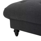 Pouf quadrato capitonné con cuciture a rombi e gambe in betulla