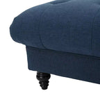 Pouf quadrato capitonné con cuciture a rombi e gambe in betulla