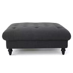 Pouf quadrato capitonné con cuciture a rombi e gambe in betulla