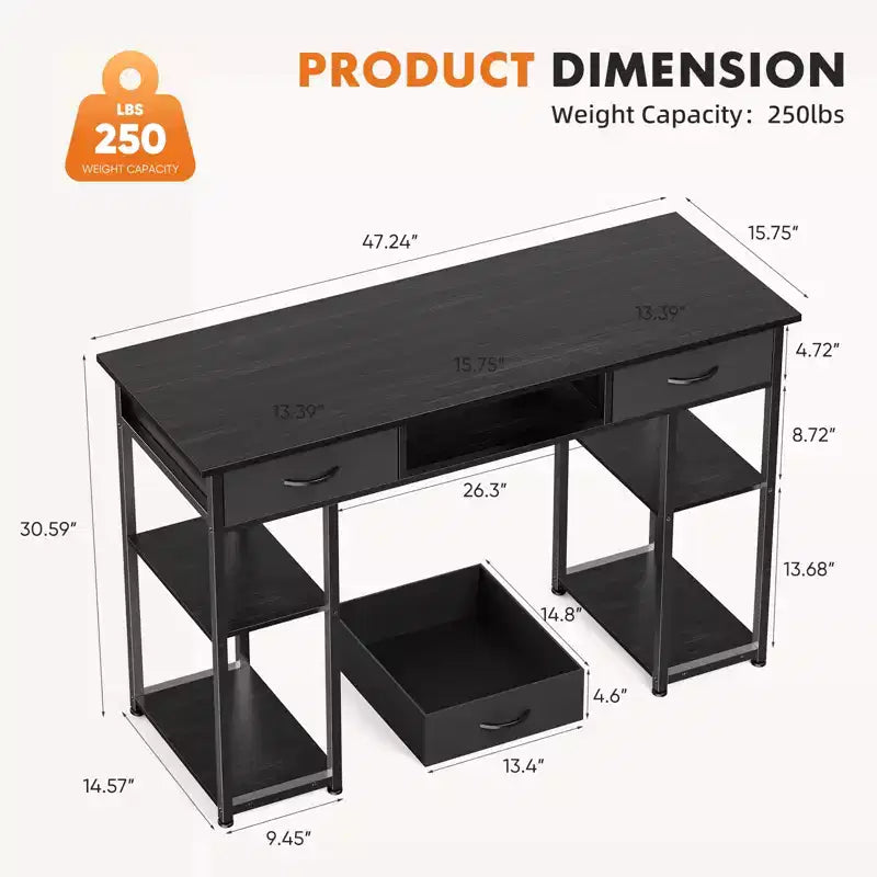 Scrivania piccola per ufficio domestico con contenitore – 120 x 40 x 77,7 cm