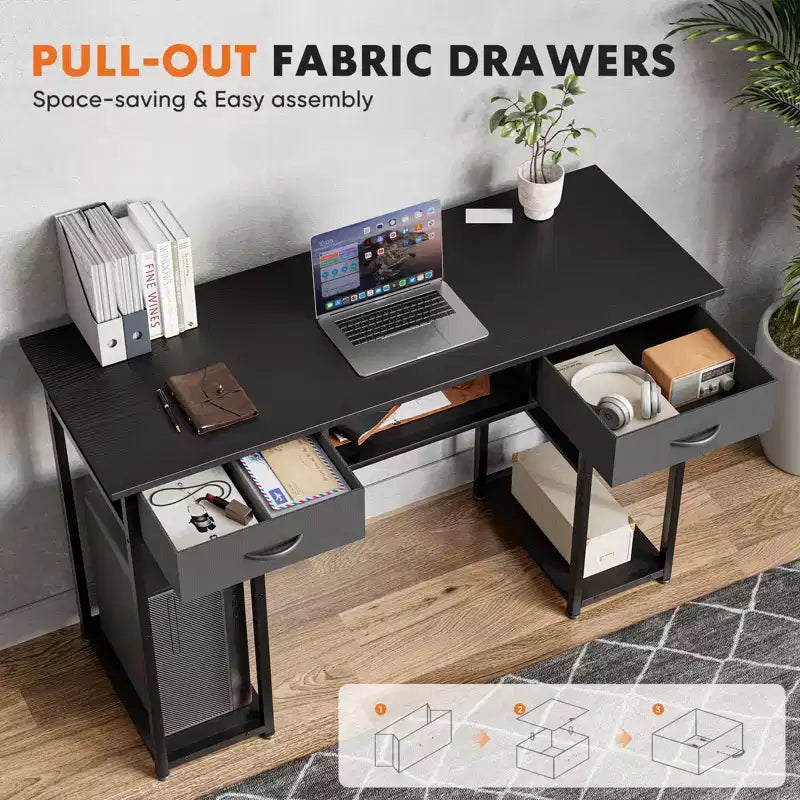 Scrivania piccola per ufficio domestico con contenitore – 120 x 40 x 77,7 cm