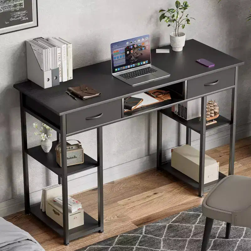 Scrivania piccola per ufficio domestico con contenitore – 120 x 40 x 77,7 cm
