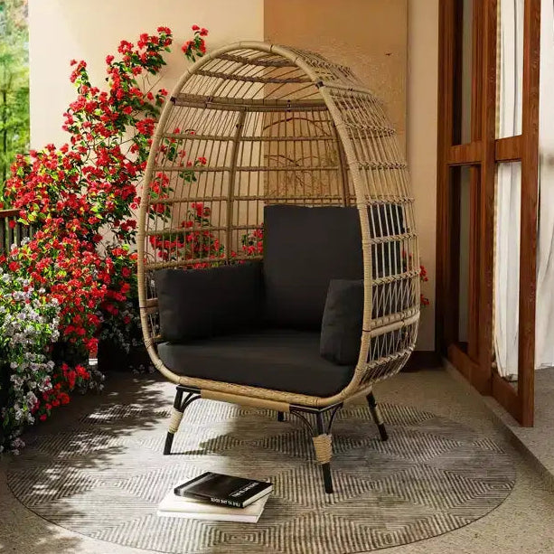 Sedia a uovo da esterno oversize con cuscini spessi – Portata 158 kg