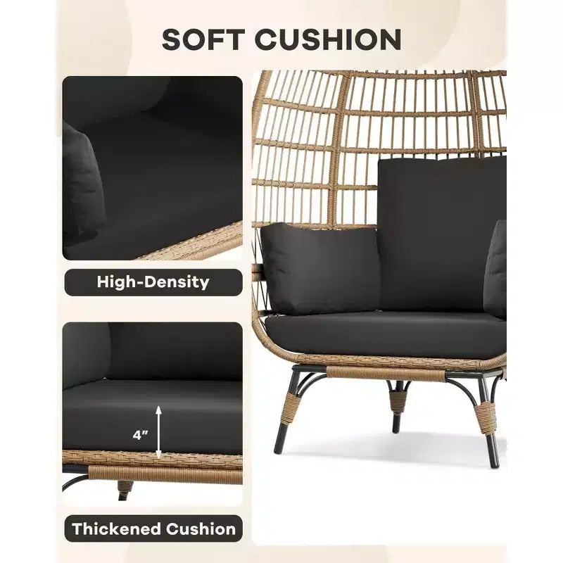 Sedia a uovo da esterno oversize con cuscini spessi – Portata 158 kg