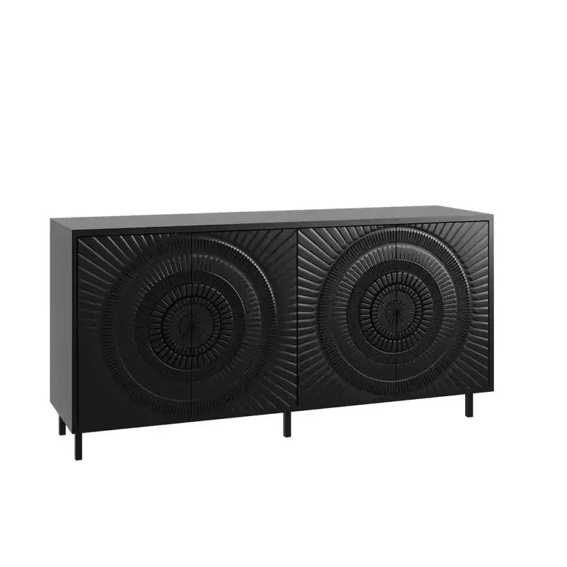 Credenza moderna in legno nero con ripiani regolabili