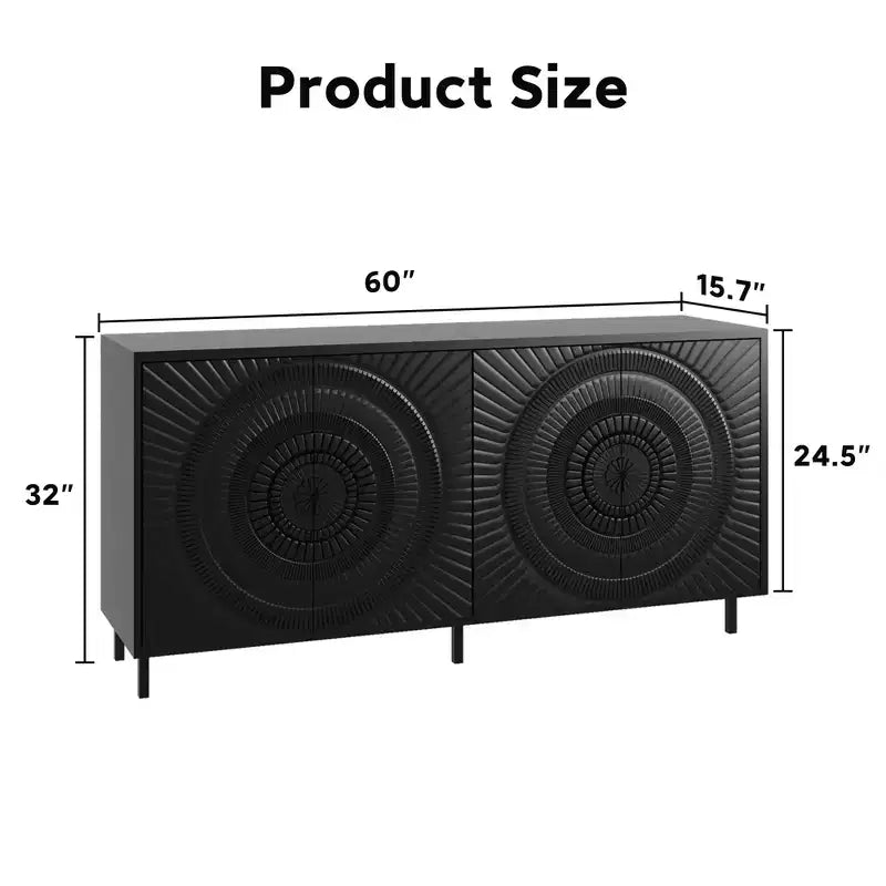 Credenza moderna in legno nero con ripiani regolabili