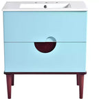 Mobile Bagno 75 cm con Lavabo in Ceramica e Cassetti Contenitore – Blu