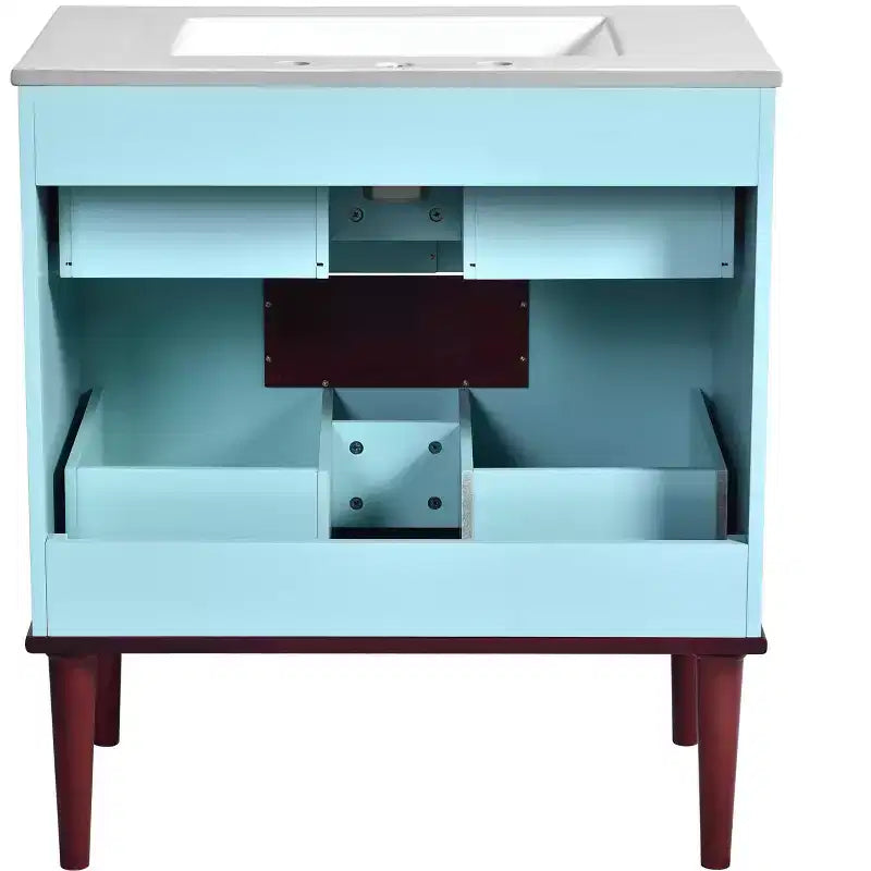 Mobile Bagno 75 cm con Lavabo in Ceramica e Cassetti Contenitore – Blu