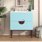 Mobile Bagno 75 cm con Lavabo in Ceramica e Cassetti Contenitore – Blu