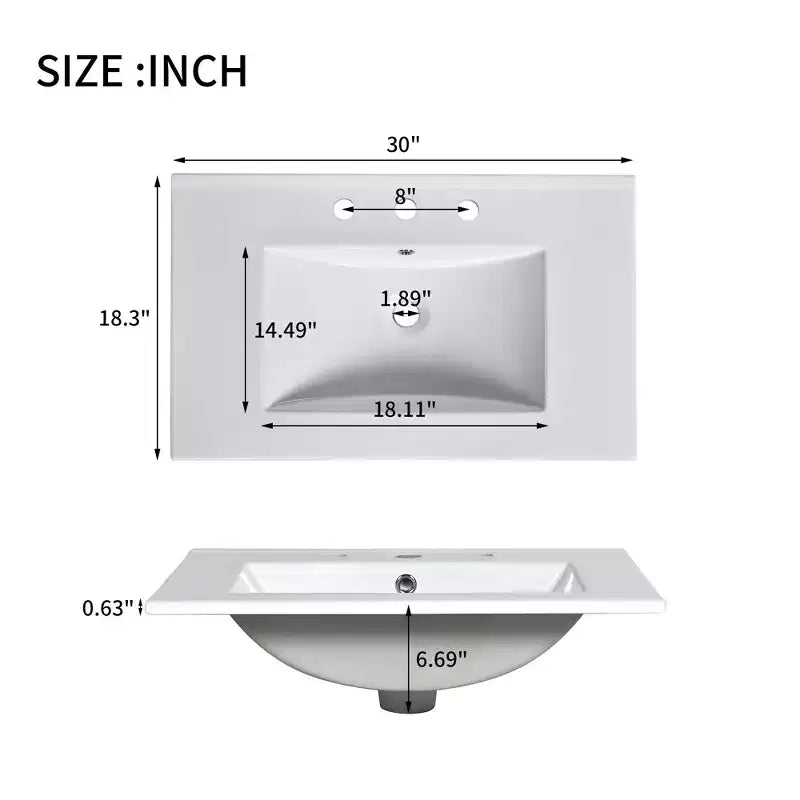 Mobile Bagno 75 cm con Lavabo in Ceramica e Cassetti Contenitore – Blu