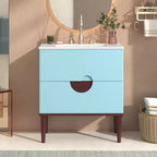 Mobile Bagno 75 cm con Lavabo in Ceramica e Cassetti Contenitore – Blu
