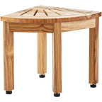 VEVOR Corner Teak Shower Bench, 12.4 Height 11.5 Radius, 100% Teak Wood Corner Shower Beach, 300 LBS with Storage Shelf, Wood Color