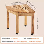 Panca angolare in teak per doccia – 31,5 cm H x 29,2 cm raggio, capacità 136 kg con ripiano portaoggetti