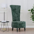 Sedia alta con schienale in velluto verde scuro