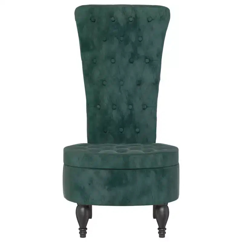 Sedia alta con schienale in velluto verde scuro