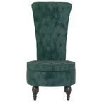 Sedia alta con schienale in velluto verde scuro