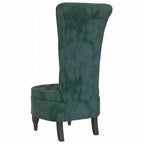 Sedia alta con schienale in velluto verde scuro