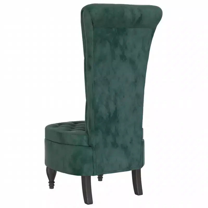 Sedia alta con schienale in velluto verde scuro