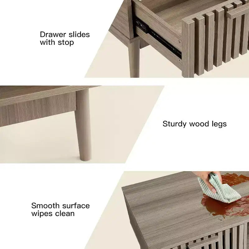 Tavolino da Caffè Mid-Century con Cassetto Contenitore e Ripiano Aperto