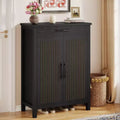 Lantine 5-Tier Shoe Storage Cabinet with Louvered Doors and Drawer, Shoe Rack Organizer with Adjustable Shelves for Entryway, Hallway, Closet, Black
