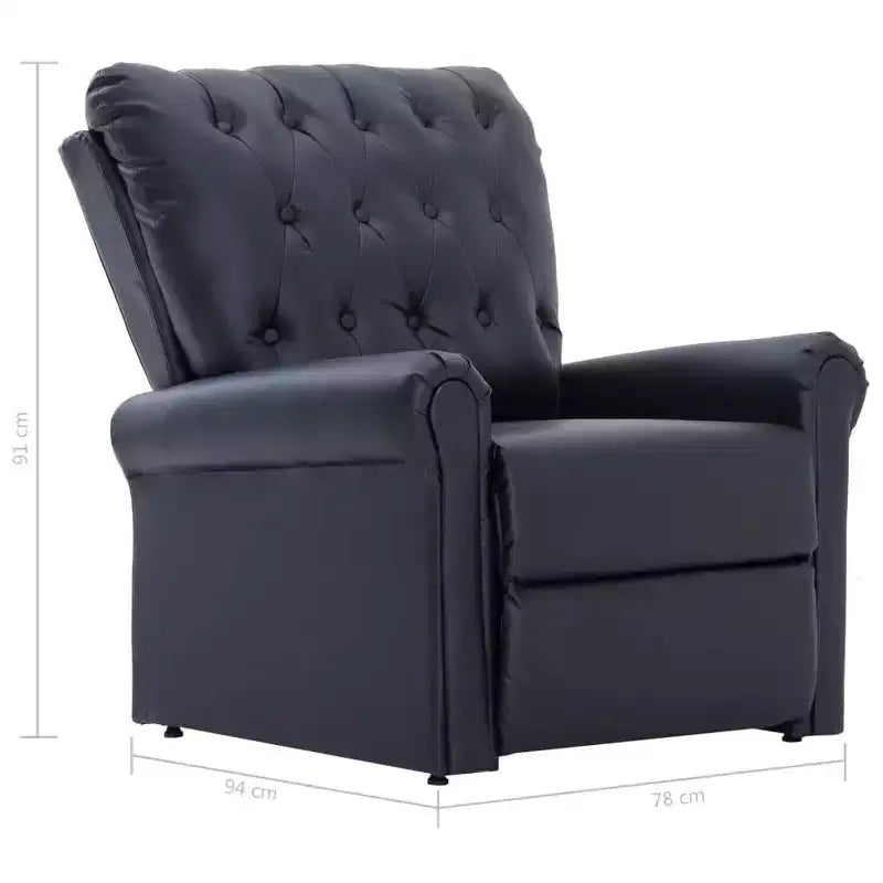 Poltrona reclinabile con poggiapiedi – Similpelle Nera