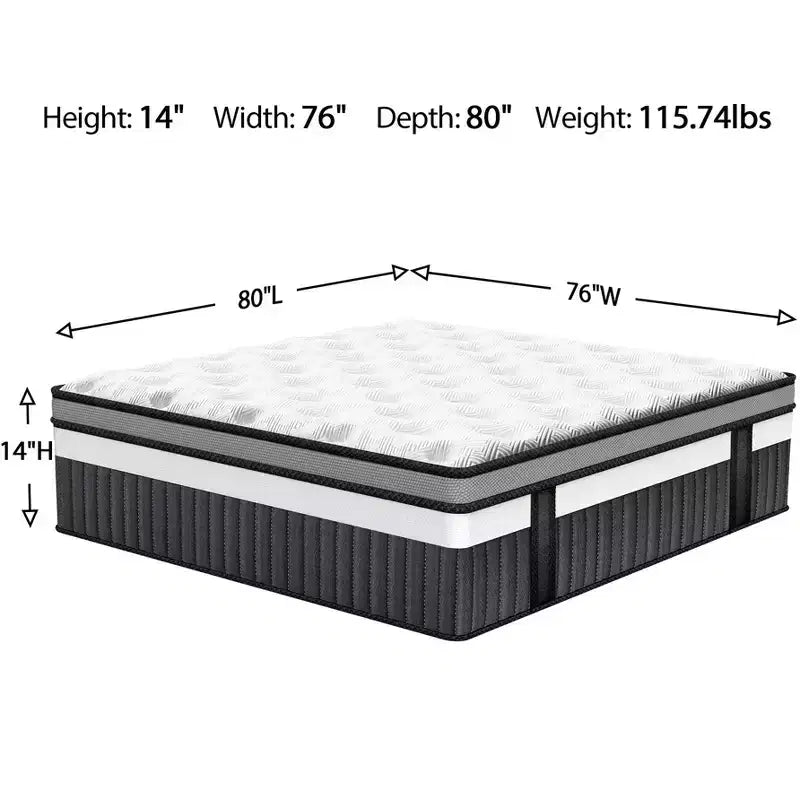 Materasso Ibrido King Size 14 Pollici – Memory Foam e Molle Insacchettate