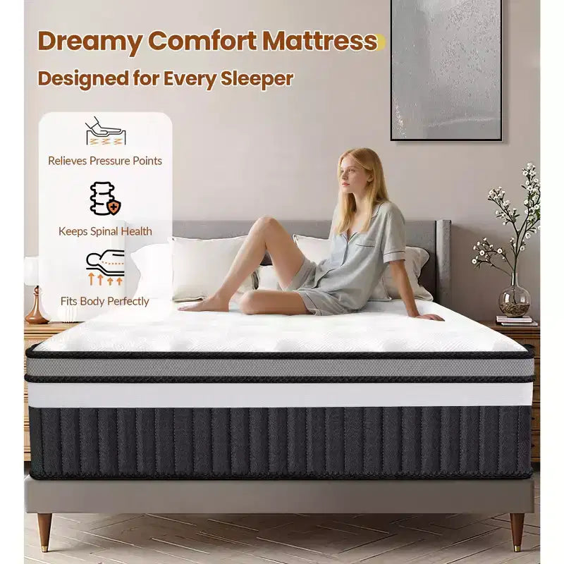 Materasso Ibrido King Size 14 Pollici – Memory Foam e Molle Insacchettate