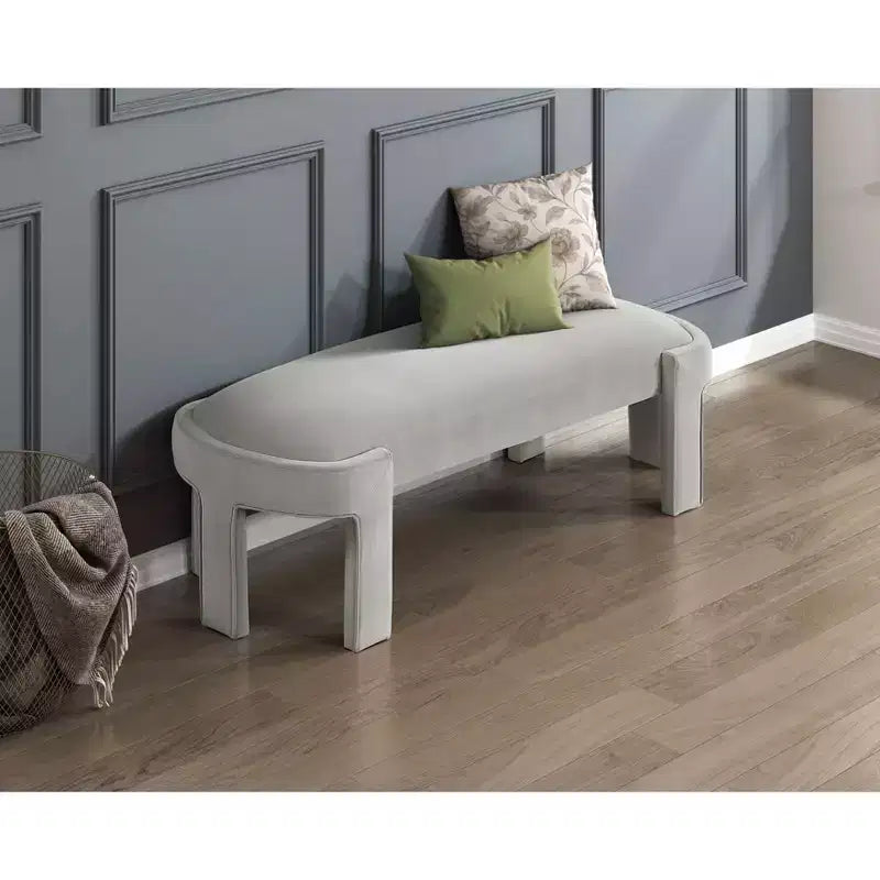 Panca ovale imbottita in velluto con struttura in compensato – Pouf da camera da letto e ingresso
