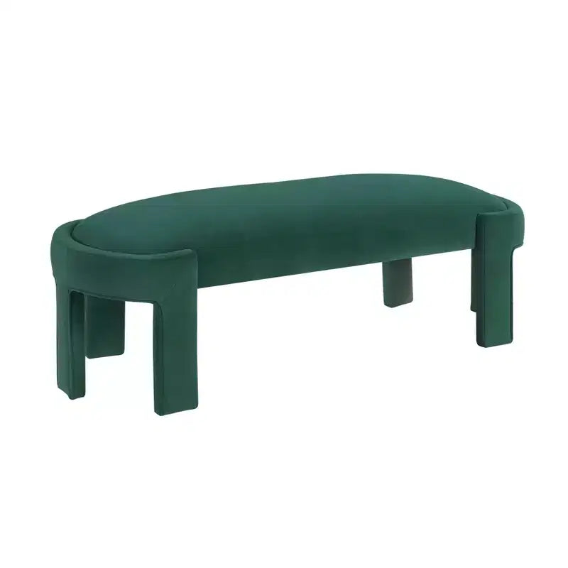 Panca ovale imbottita in velluto con struttura in compensato – Pouf da camera da letto e ingresso