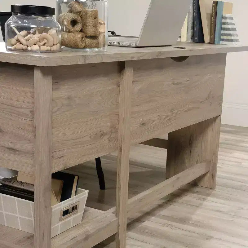 Scrivania a L con portadocumenti e gestione cavi – Quercia Laurel