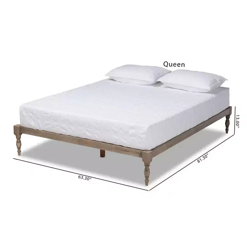Struttura letto a piattaforma in legno con gambe tornite