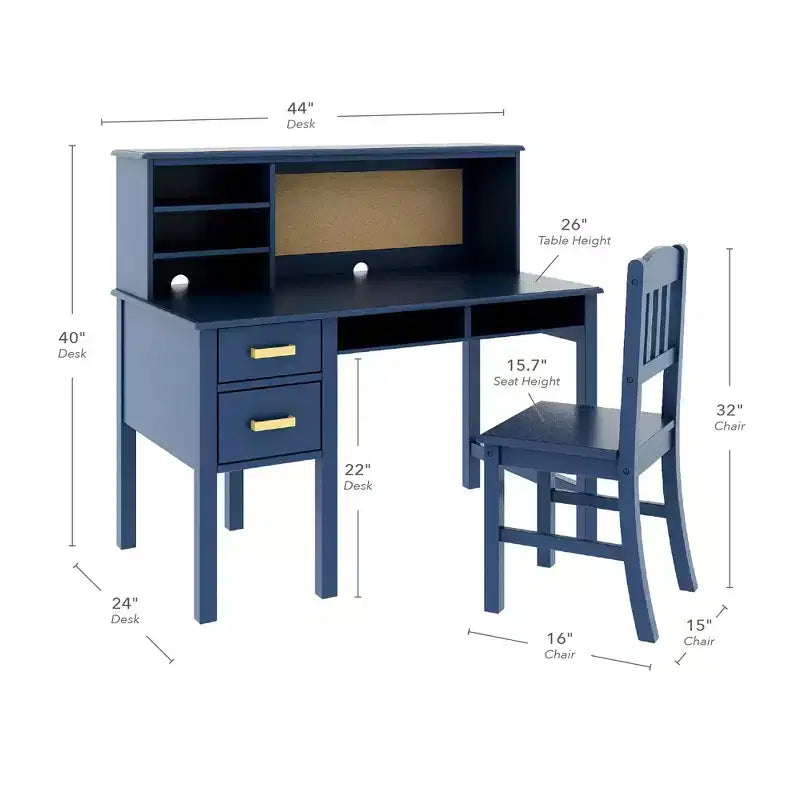 Set Scrivania e Sedia per Bambini con Credenza – Tavolo da Studio in Legno con Cassetti e Ripiani Contenitori