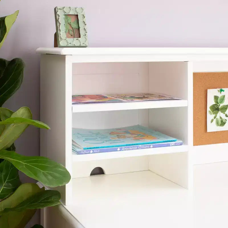 Set Scrivania e Sedia per Bambini con Credenza – Tavolo da Studio in Legno con Cassetti e Ripiani Contenitori