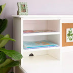 Set Scrivania e Sedia per Bambini con Credenza – Tavolo da Studio in Legno con Cassetti e Ripiani Contenitori