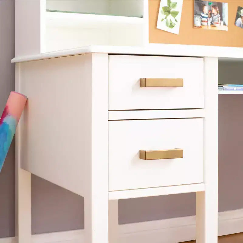 Set Scrivania e Sedia per Bambini con Credenza – Tavolo da Studio in Legno con Cassetti e Ripiani Contenitori
